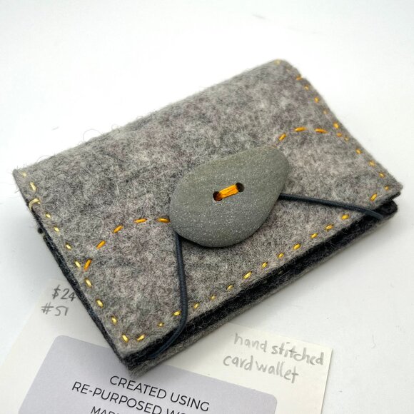 Card Holder Handcrafted Felted Wool - Picture 1 of 4